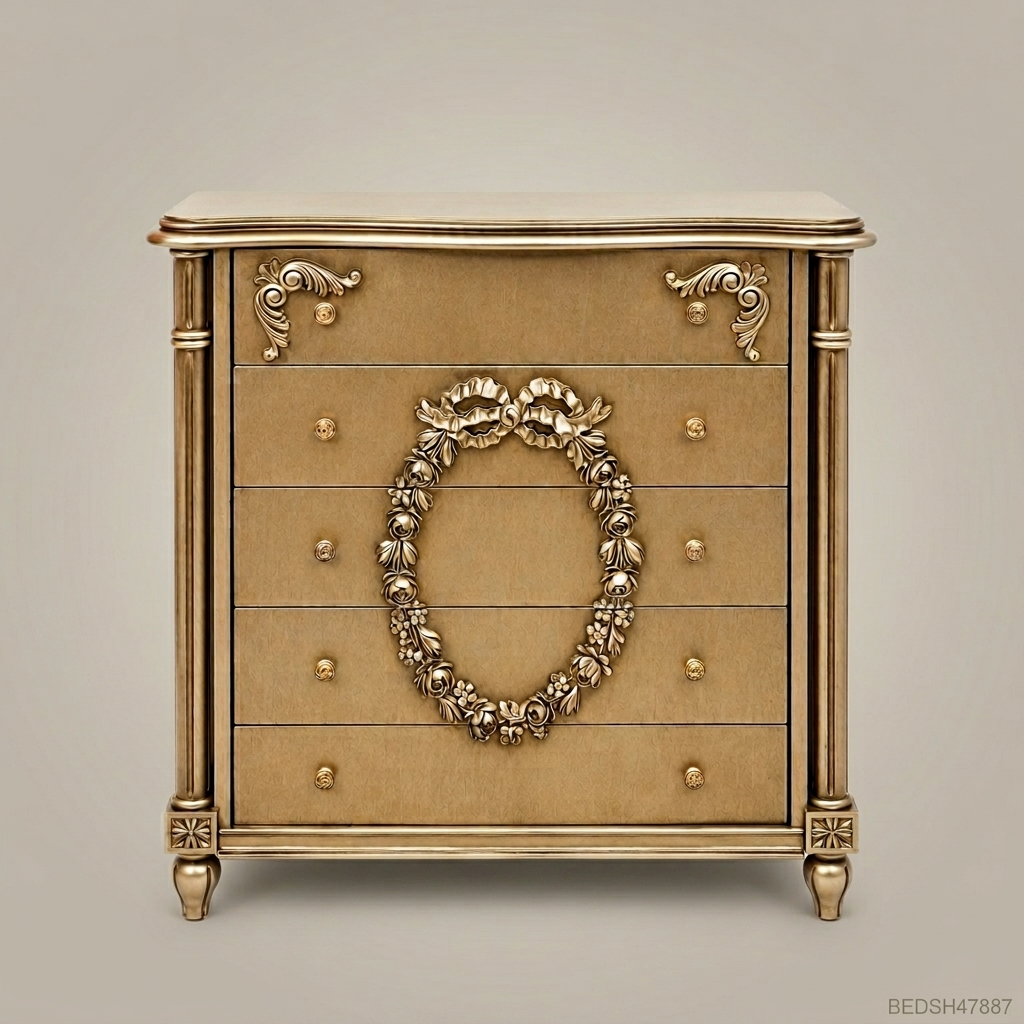 Neoclassical Chest of Drawers with Carved Laurel Wreath