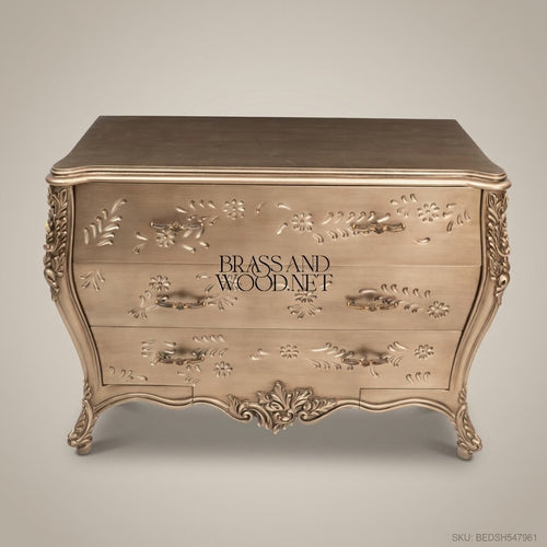 Bombé Chest of Drawers in Antique Brass Finish