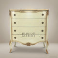 Louis XV Rococo Ivory Four-Drawer Commode with Antique Gold Cabriole Legs