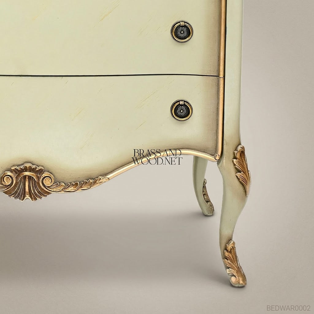 Louis XV Rococo Ivory Four-Drawer Commode with Antique Gold Cabriole Legs