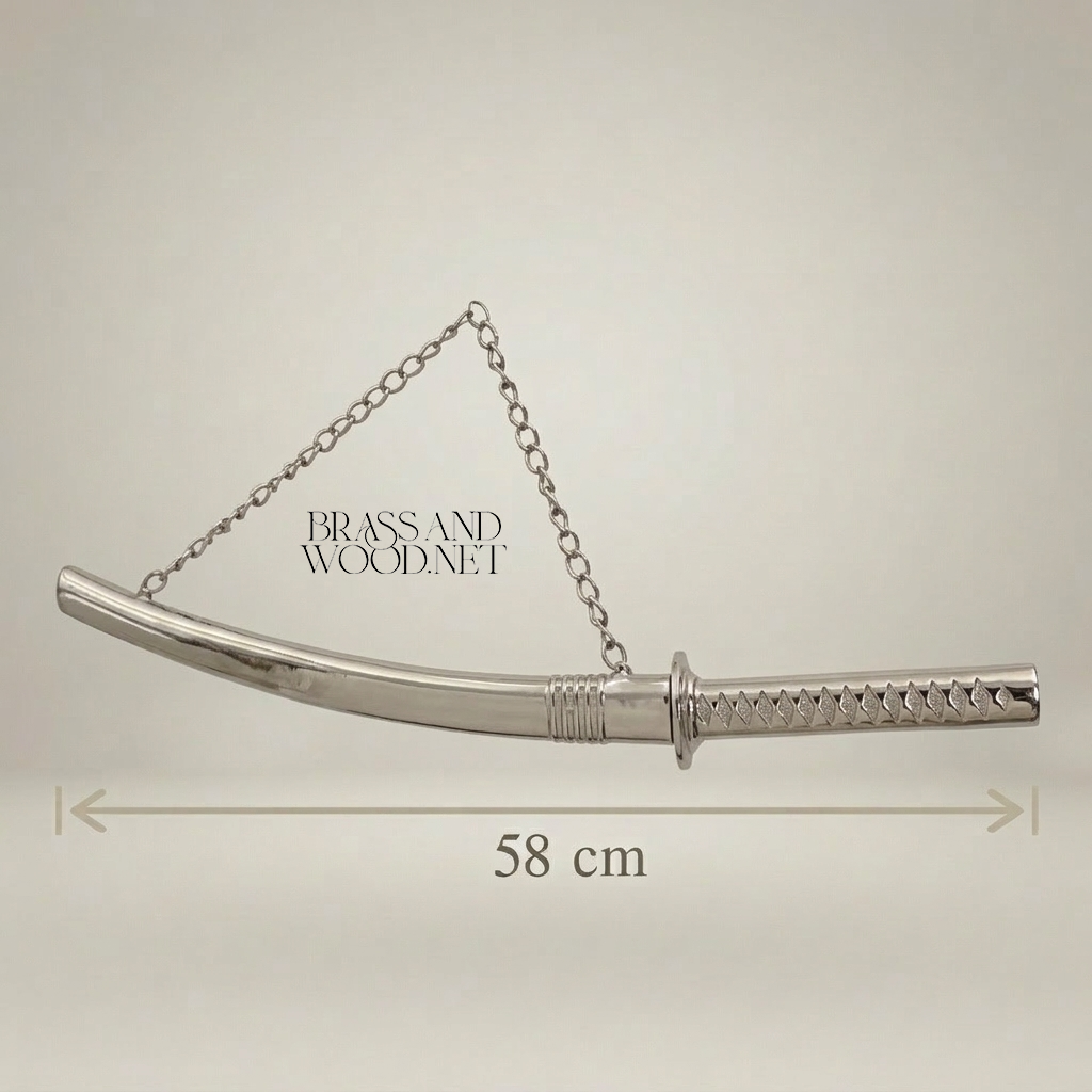 Handcrafted Brass Katana Sword Decorative Sculpture with Chain