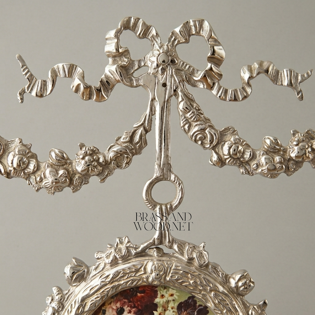 Rococo Double Medallion Hanging Wall Décor with Floral Prints & Bow Garland