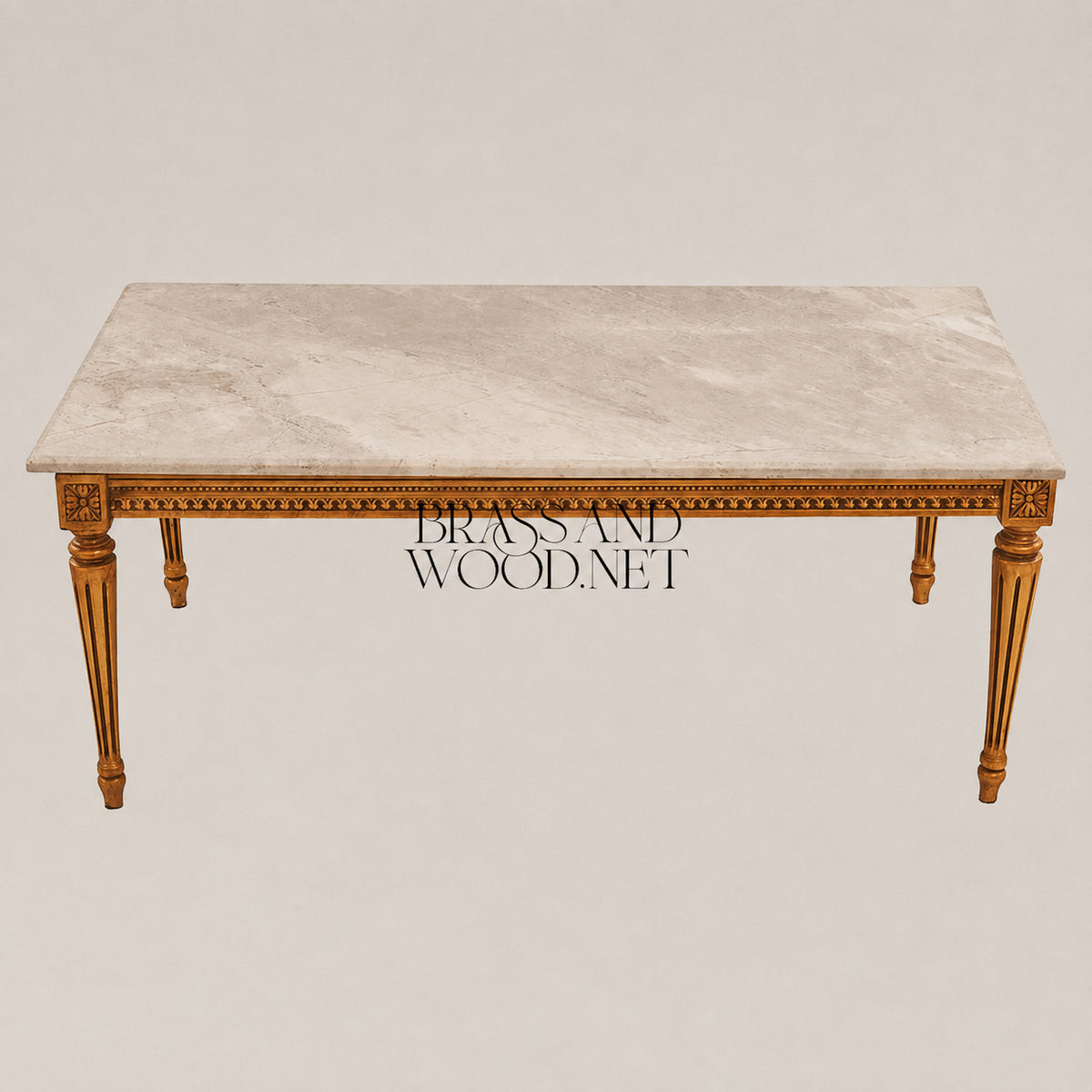 Louis XVI Gold Leaf & Marble Coffee and Corner Table Set