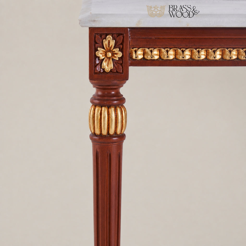 Louis XVI White Marble & Gilt Wood Table Set of 3