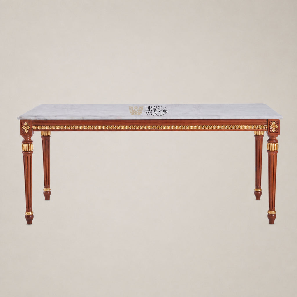 Louis XVI White Marble & Gilt Wood Table Set of 3