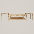 Louis XVI Off-White Panther Pattern Table Set