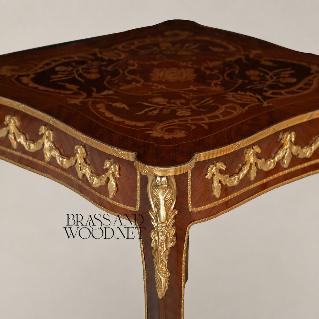 Louis XV Marquetry Coffee & Corner Table Set with Gilt Bronze Mounts