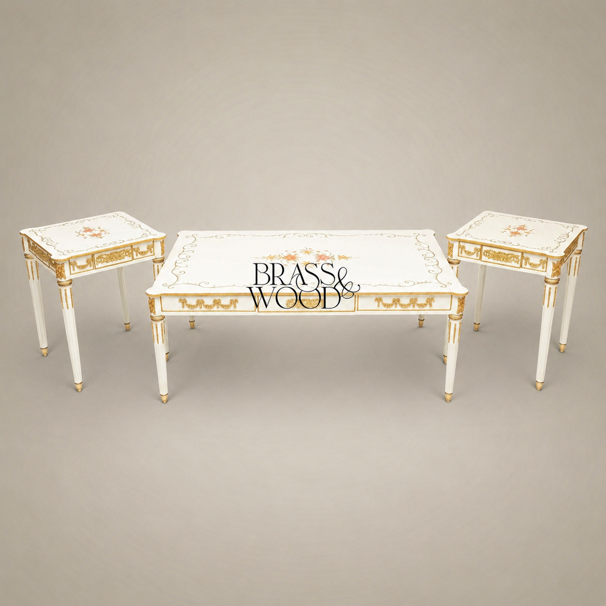 Off-White Table Set of 3 - 120 cm - Panther Pattern