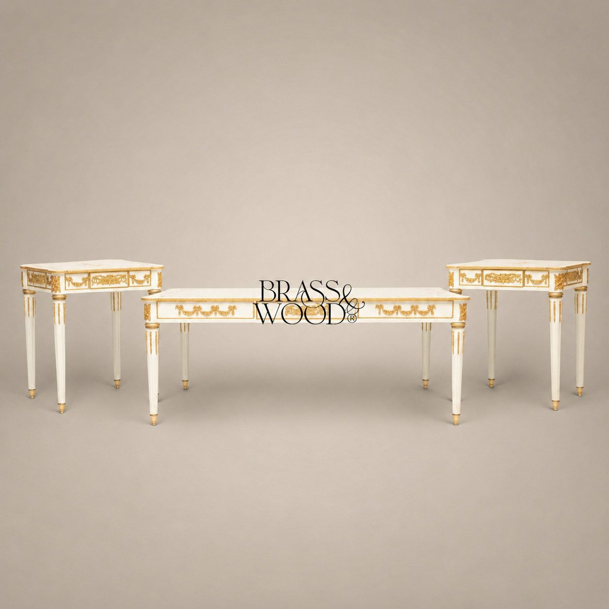 Off-White Table Set of 3 - 120 cm - Panther Pattern