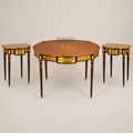 Louis XVI Gilt Bronze & Marquetry Medallion Table Set