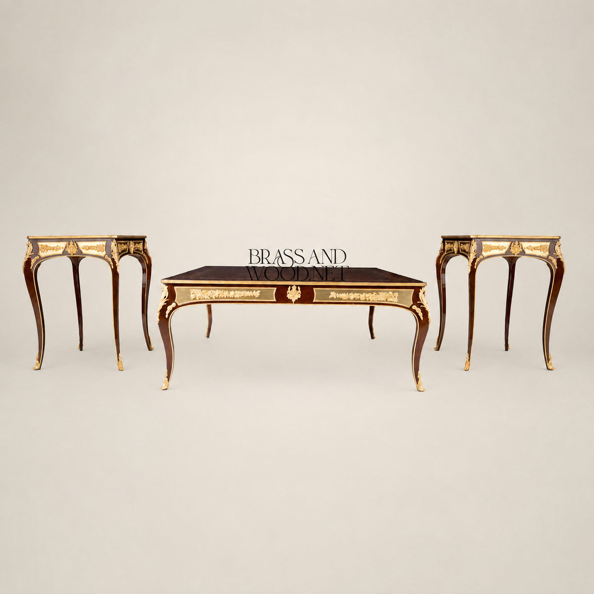Grand Square Marquetry Coffee & Corner Table Set