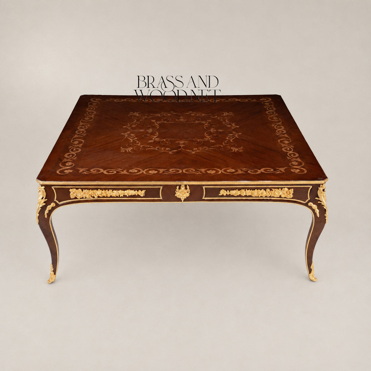 Square-Top Marquetry Coffee & Corner Table Set