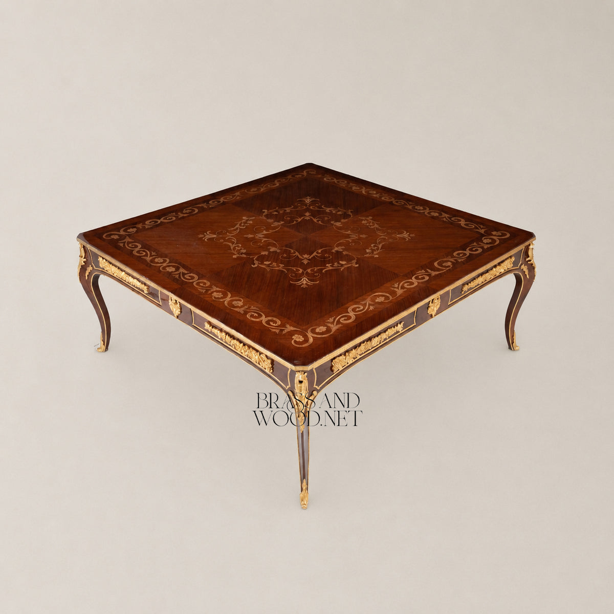Square-Top Marquetry Coffee & Corner Table Set