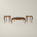 Square-Top Marquetry Coffee & Corner Table Set