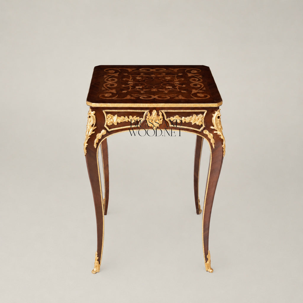 Square-Top Marquetry Coffee & Corner Table Set