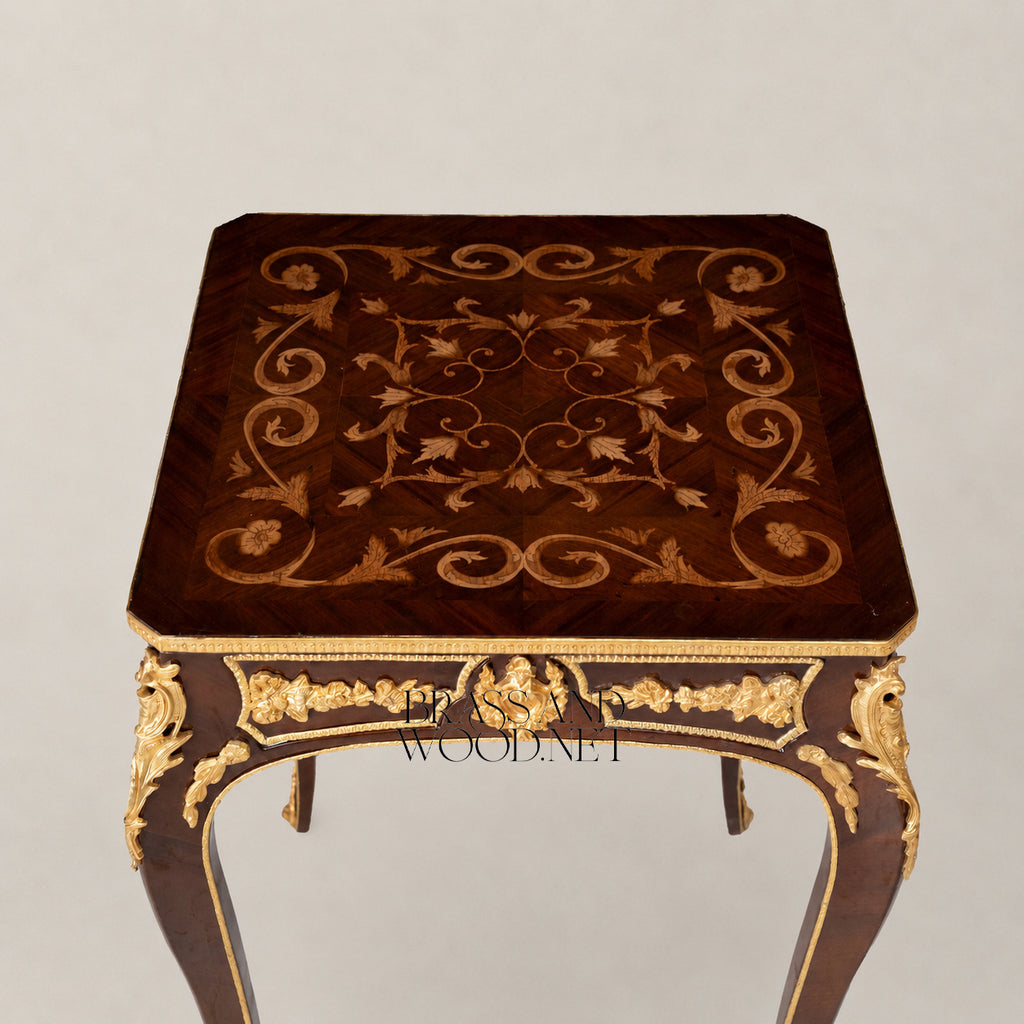 Square-Top Marquetry Coffee & Corner Table Set