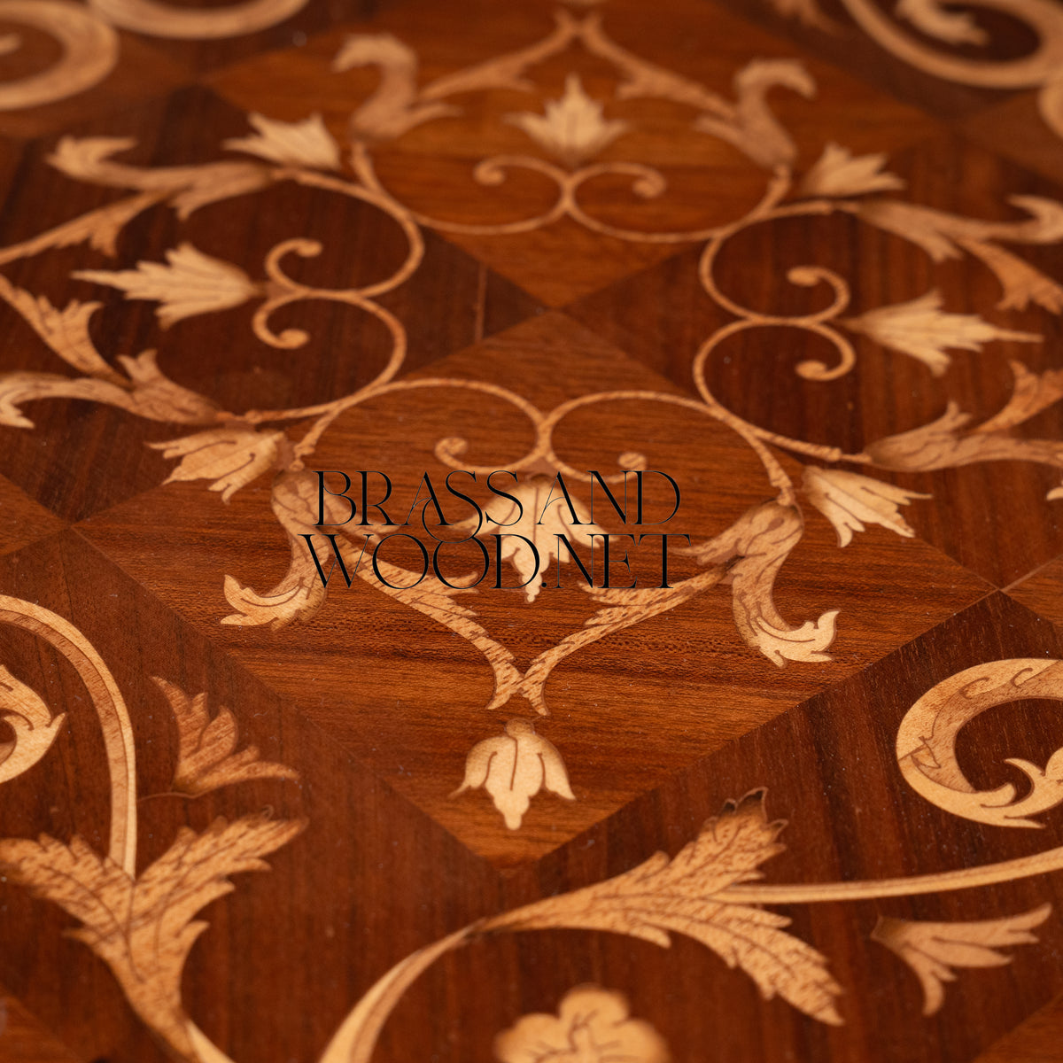 Square-Top Marquetry Coffee & Corner Table Set