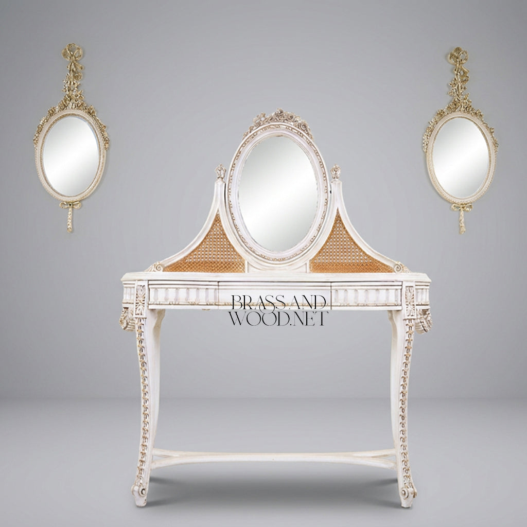 Silver-Leaf Rococo Caned Bedroom Set
