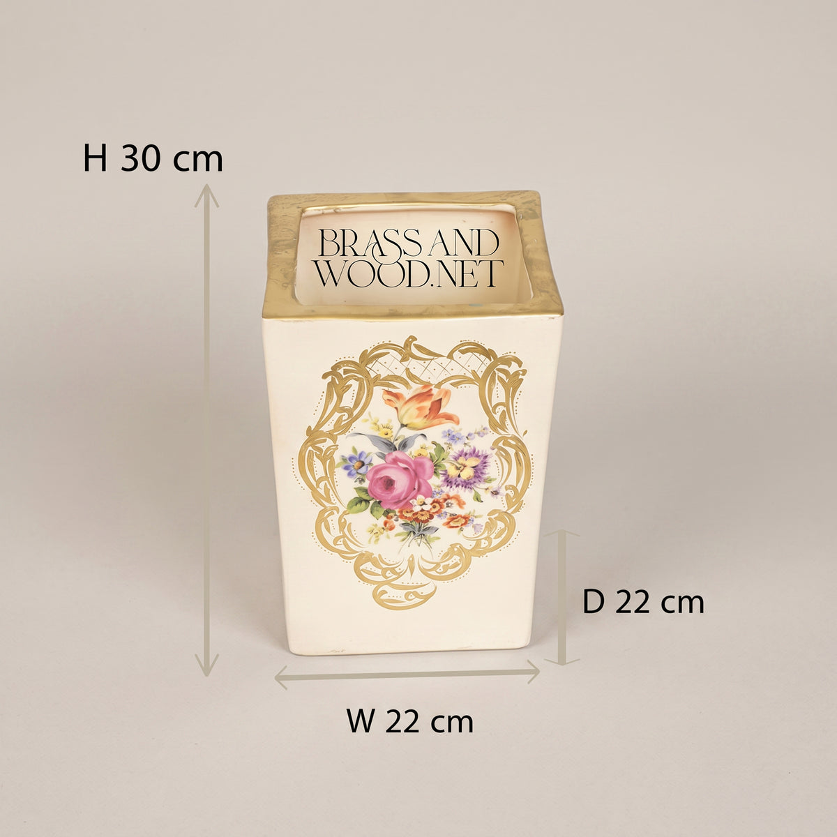 Square Ceramic Planter Cachepot - Beige