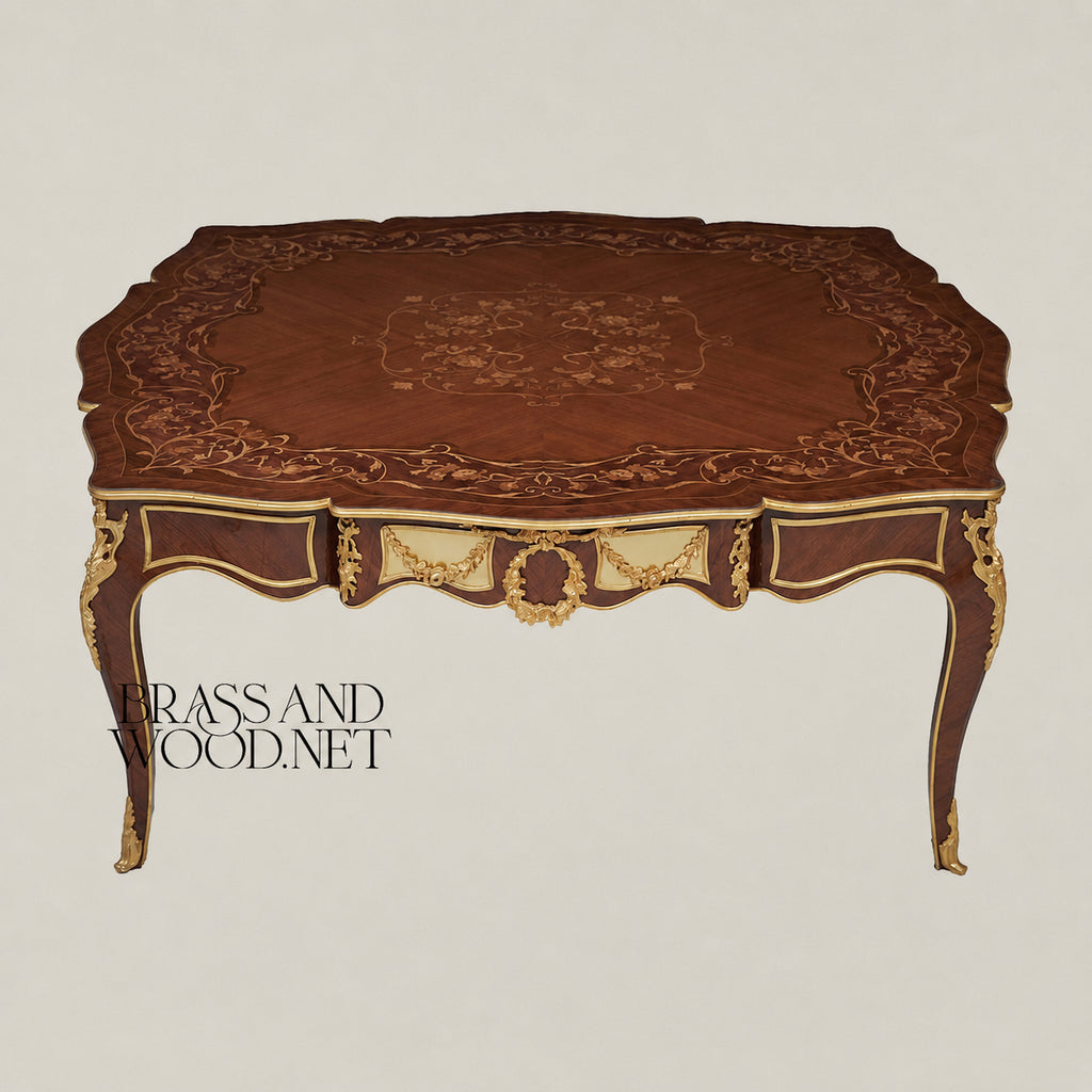 Louis XV Marble & Marquetry Table Set of 3