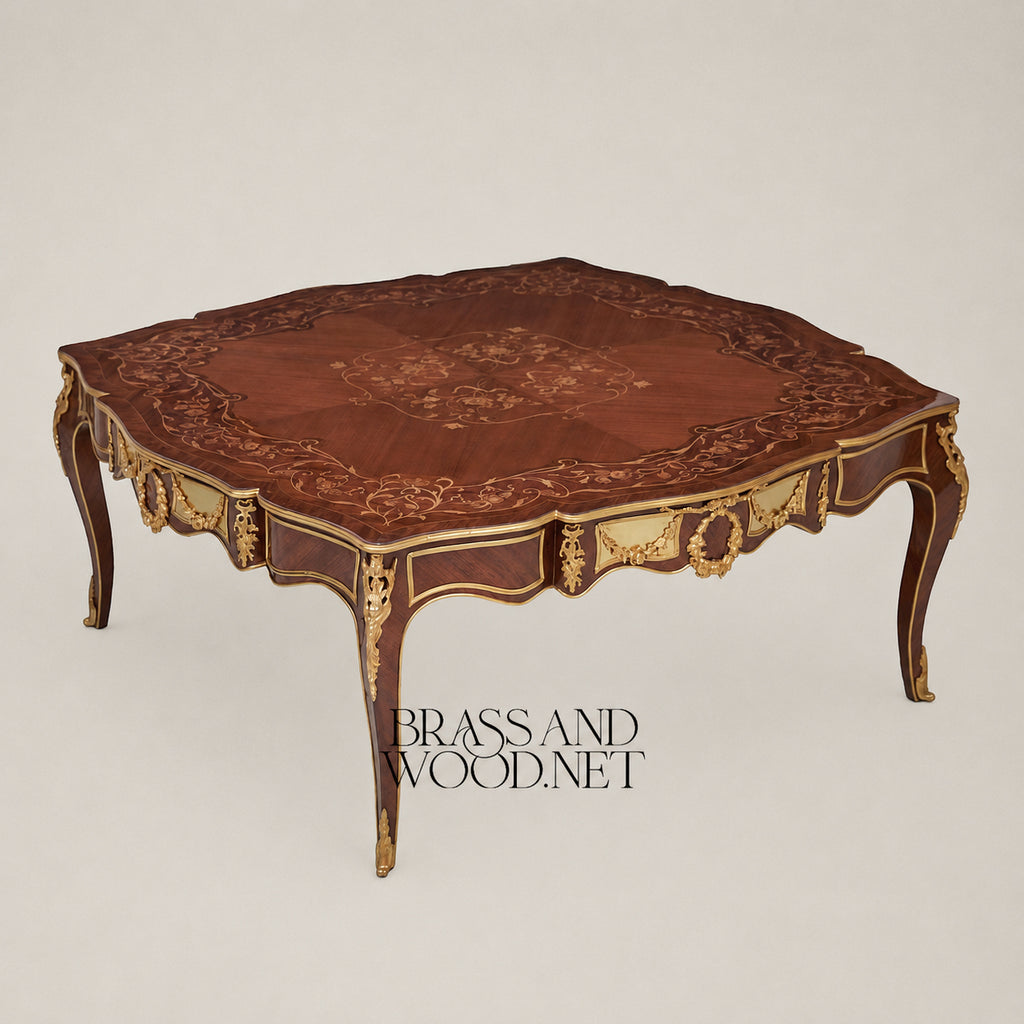 Louis XV Marble & Marquetry Table Set of 3