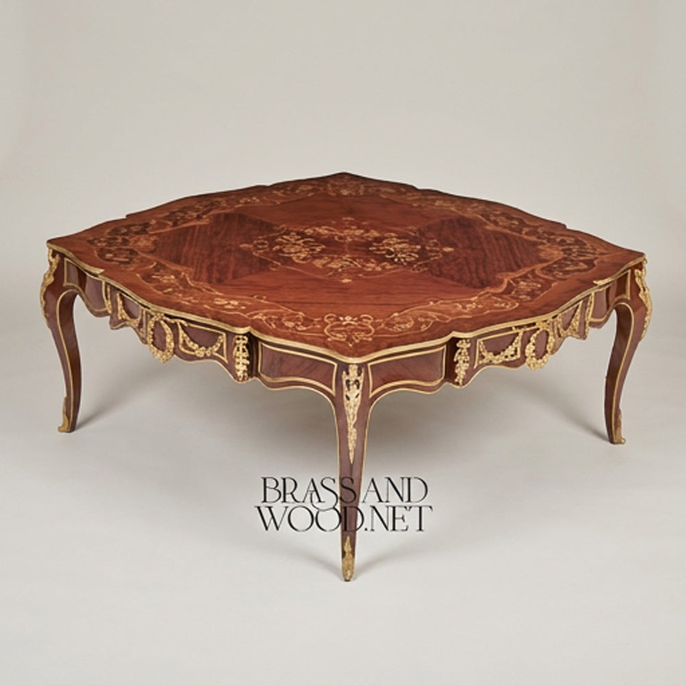 French Coffee Table - Brass Inlaid - 2