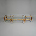 Glass-Top Brass Coffee & Corner Table Set