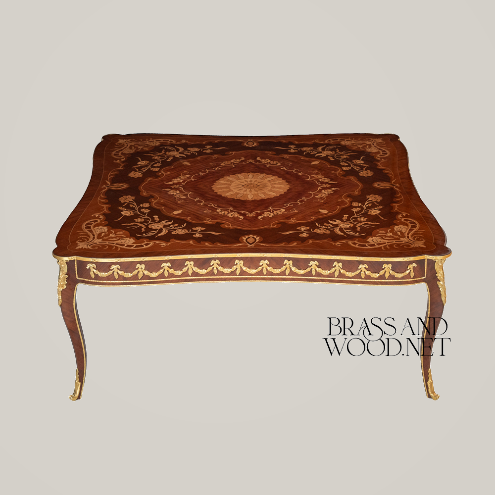 Louis XV Marquetry Coffee & Corner Table Set with Gilt Bronze Mounts