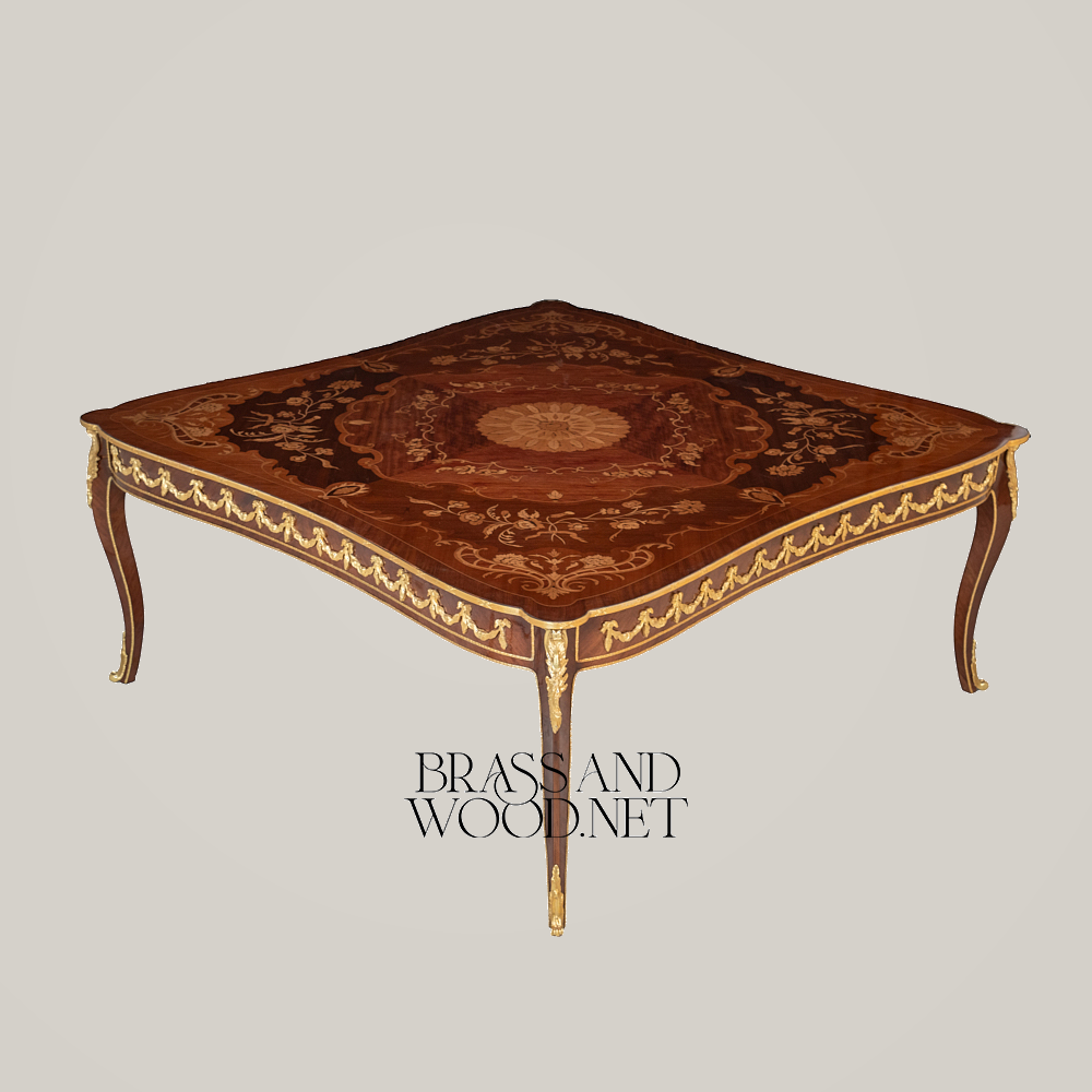 Louis XV Marquetry Coffee & Corner Table Set with Gilt Bronze Mounts