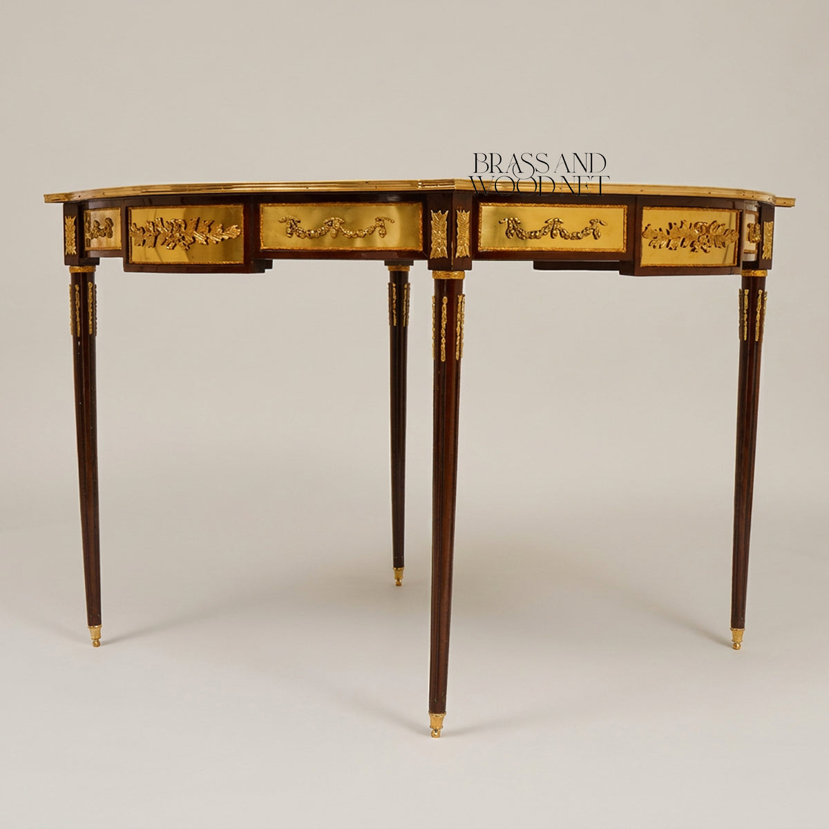 Louis XVI Gilt Bronze & Marquetry Medallion Table Set