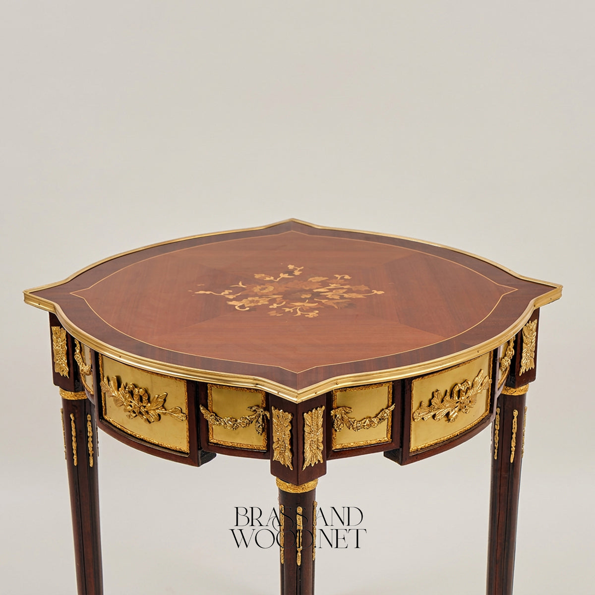 Louis XVI Gilt Bronze & Marquetry Medallion Table Set