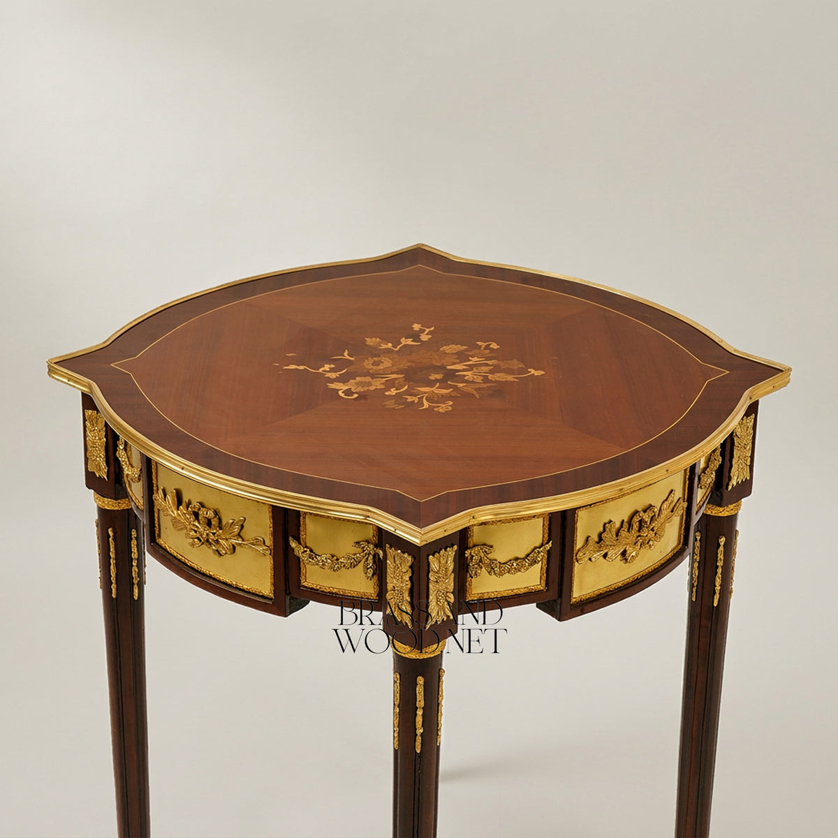 Louis XVI Gilt Bronze & Marquetry Medallion Table Set
