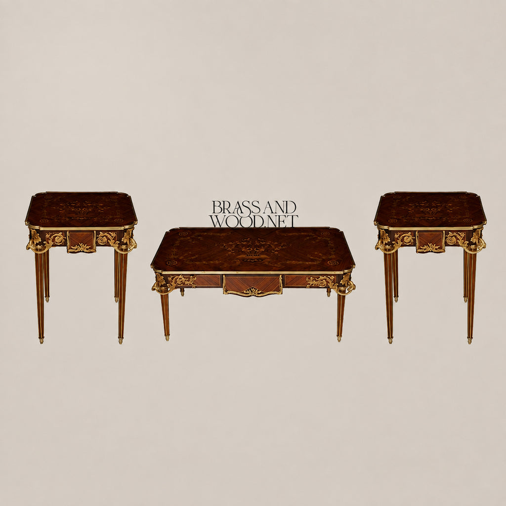 Louis XV Rosewood & Satinwood Marquetry Table Set