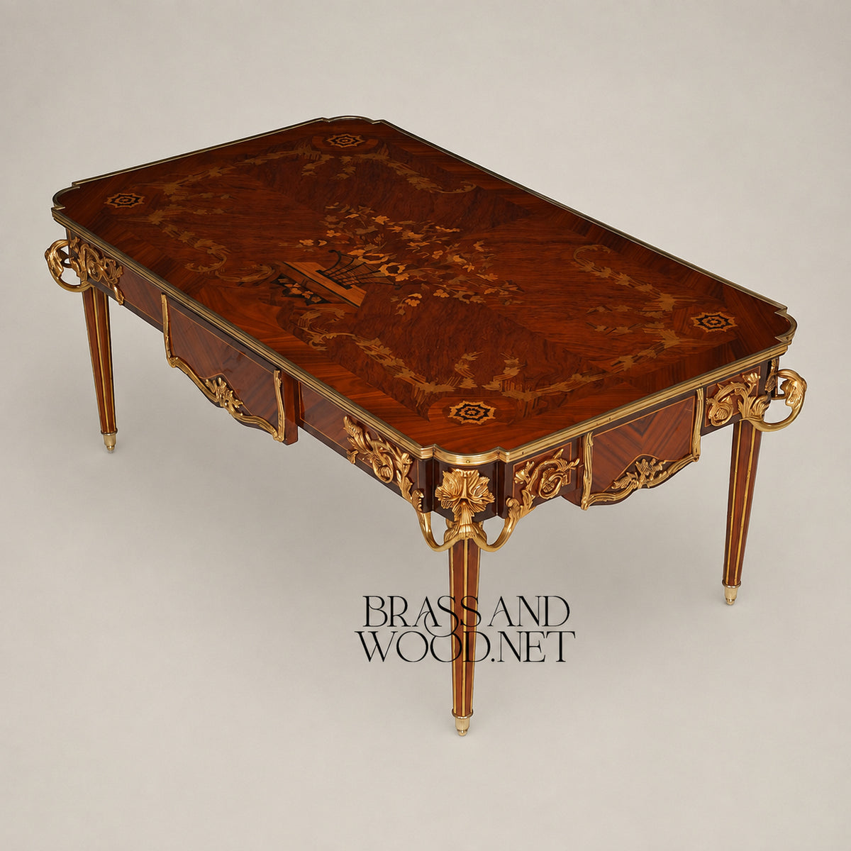 Louis XV Rosewood & Satinwood Marquetry Table Set