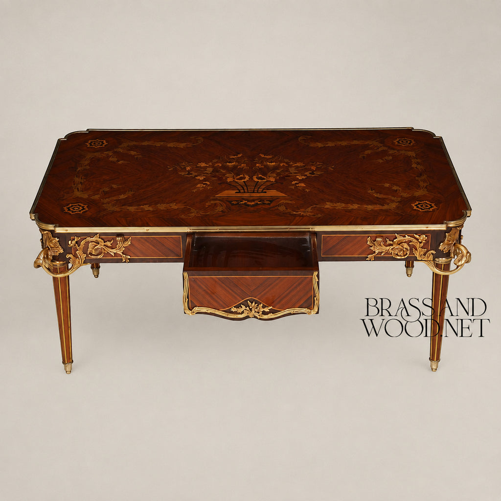 Louis XV Rosewood & Satinwood Marquetry Table Set