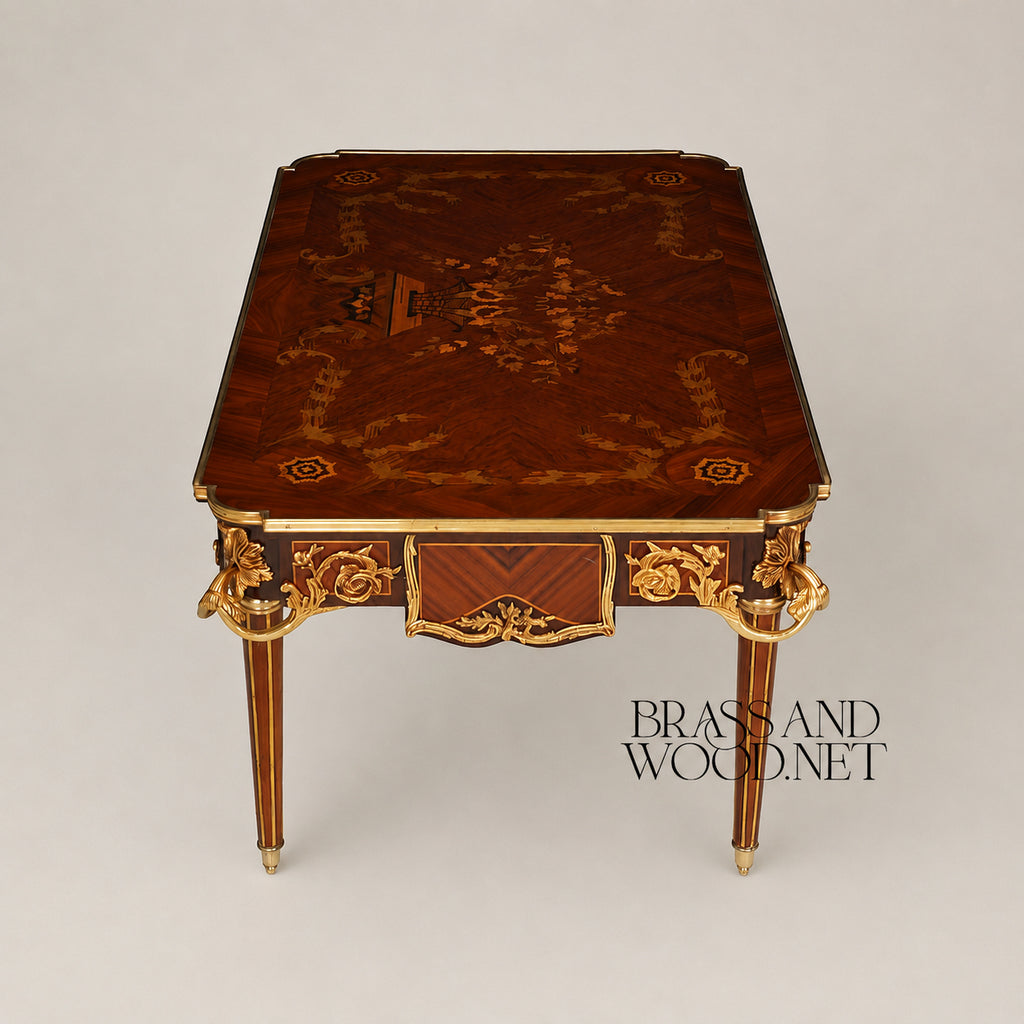 Louis XV Rosewood & Satinwood Marquetry Table Set