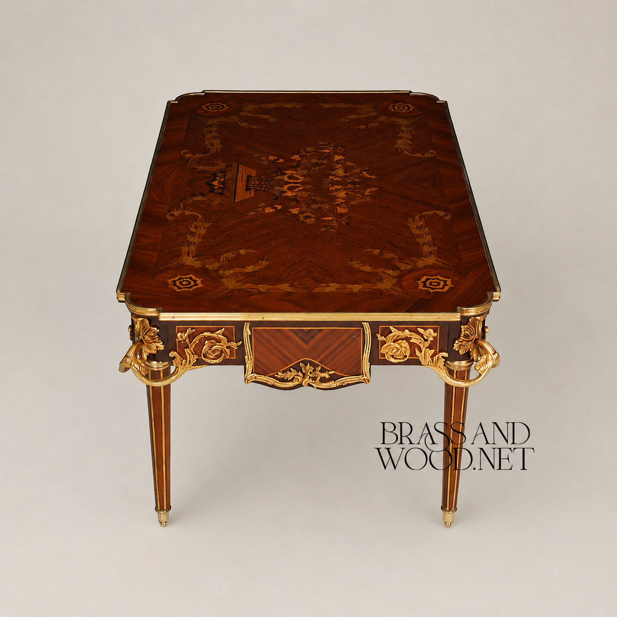 Louis XV Rosewood & Satinwood Marquetry Table Set