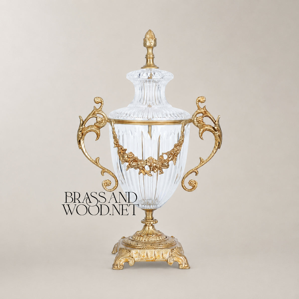 Mostafa Classic Crystal Goblet Vase - Medium - Antique Brass