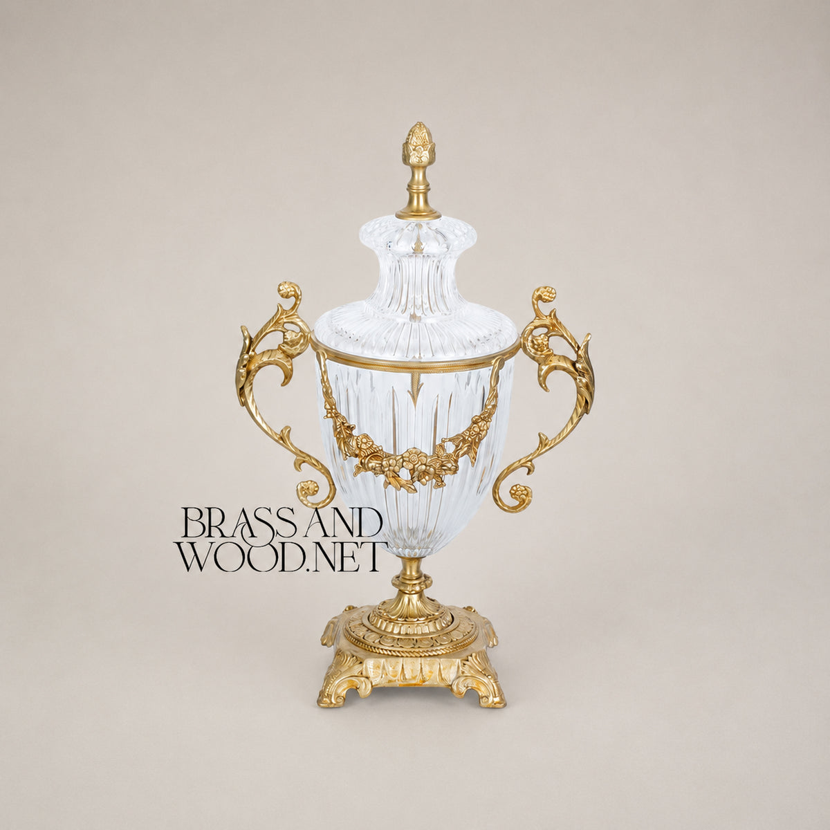 Mostafa Classic Crystal Goblet Vase - Medium - Antique Brass