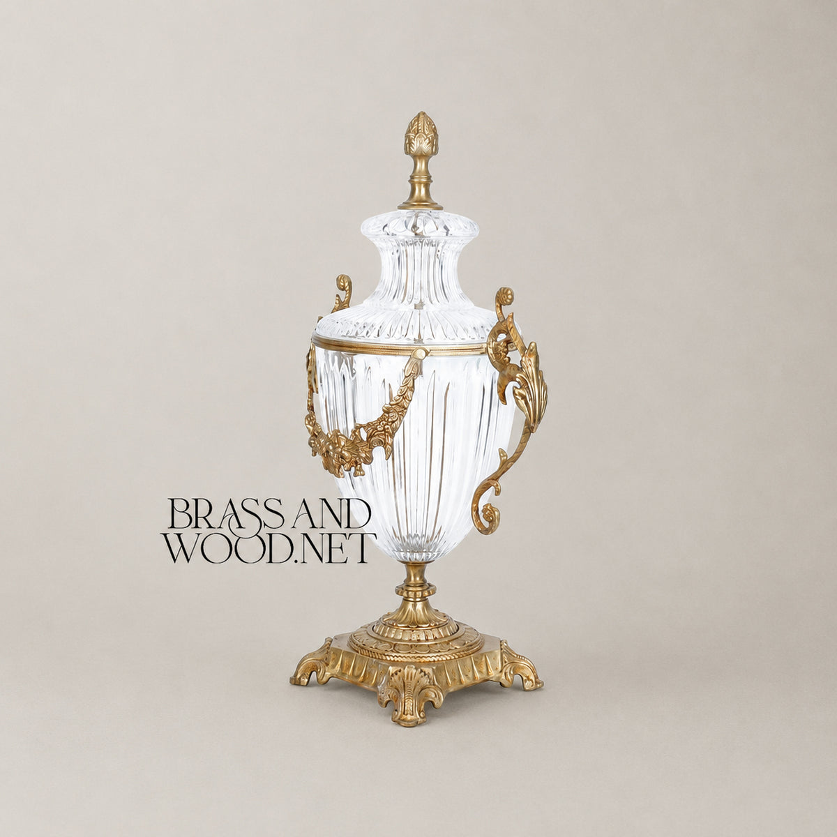 Mostafa Classic Crystal Goblet Vase - Medium - Antique Brass