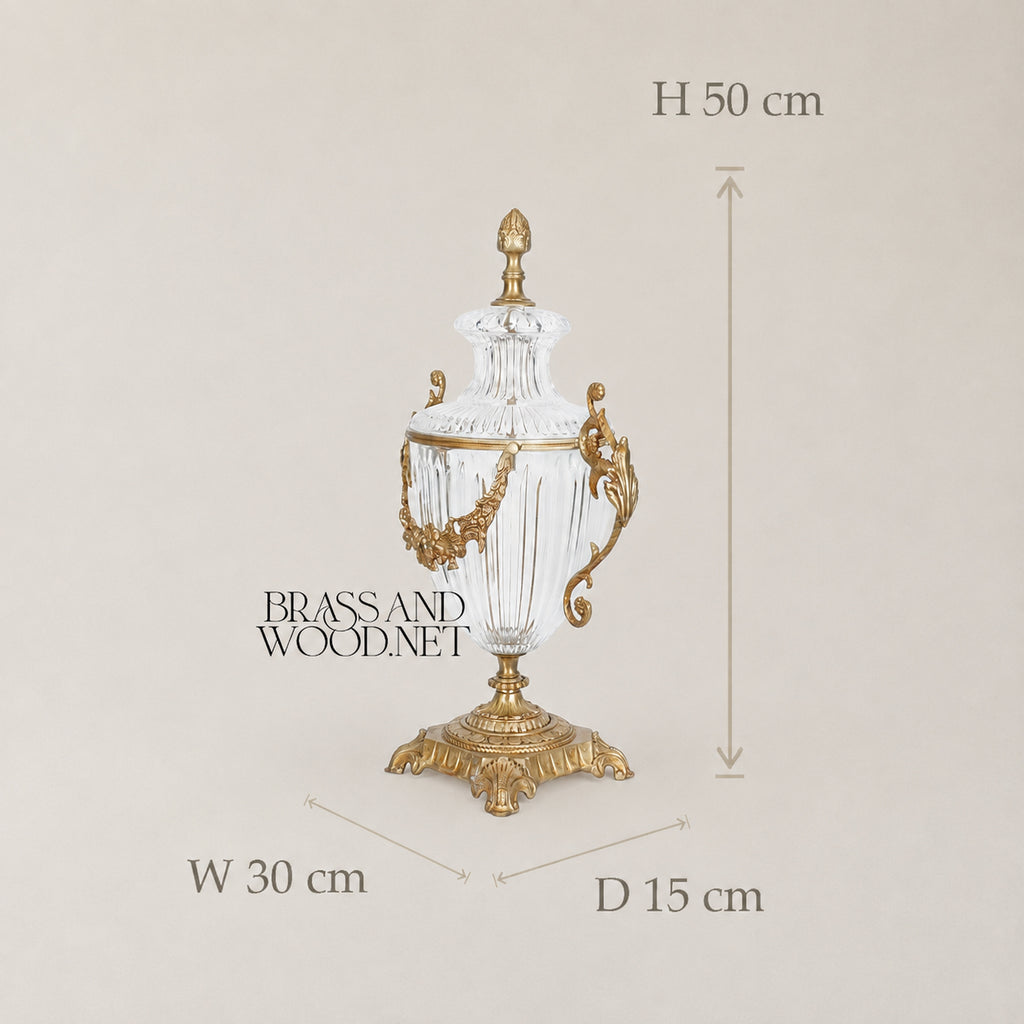 Mostafa Classic Crystal Goblet Vase - Medium - Antique Brass