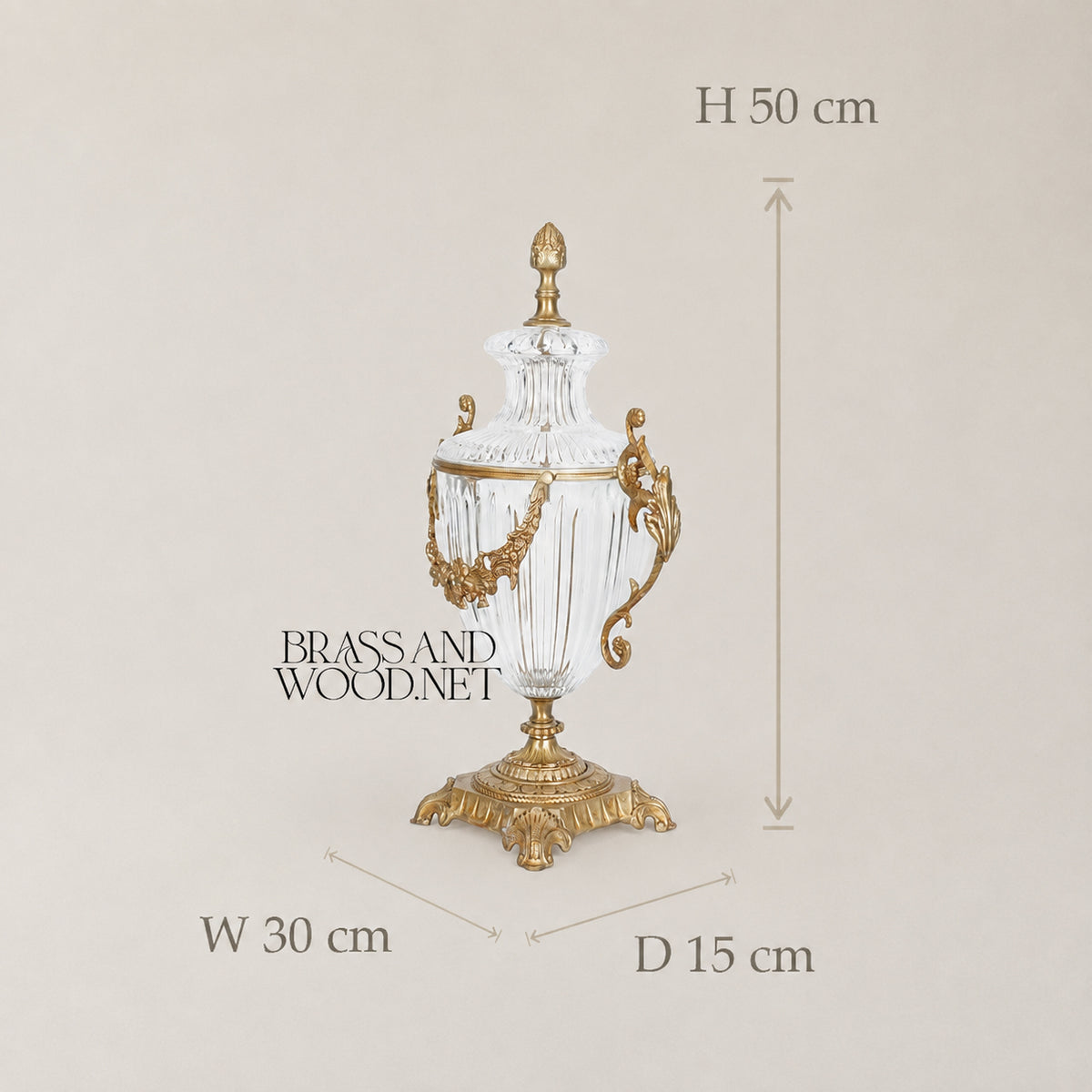 Mostafa Classic Crystal Goblet Vase - Medium - Antique Brass