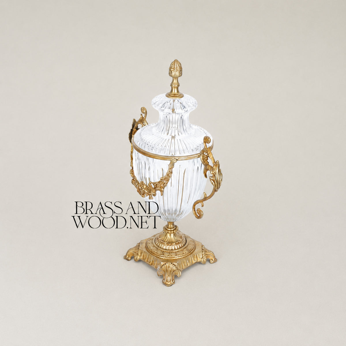 Mostafa Classic Crystal Goblet Vase - Medium - Antique Brass