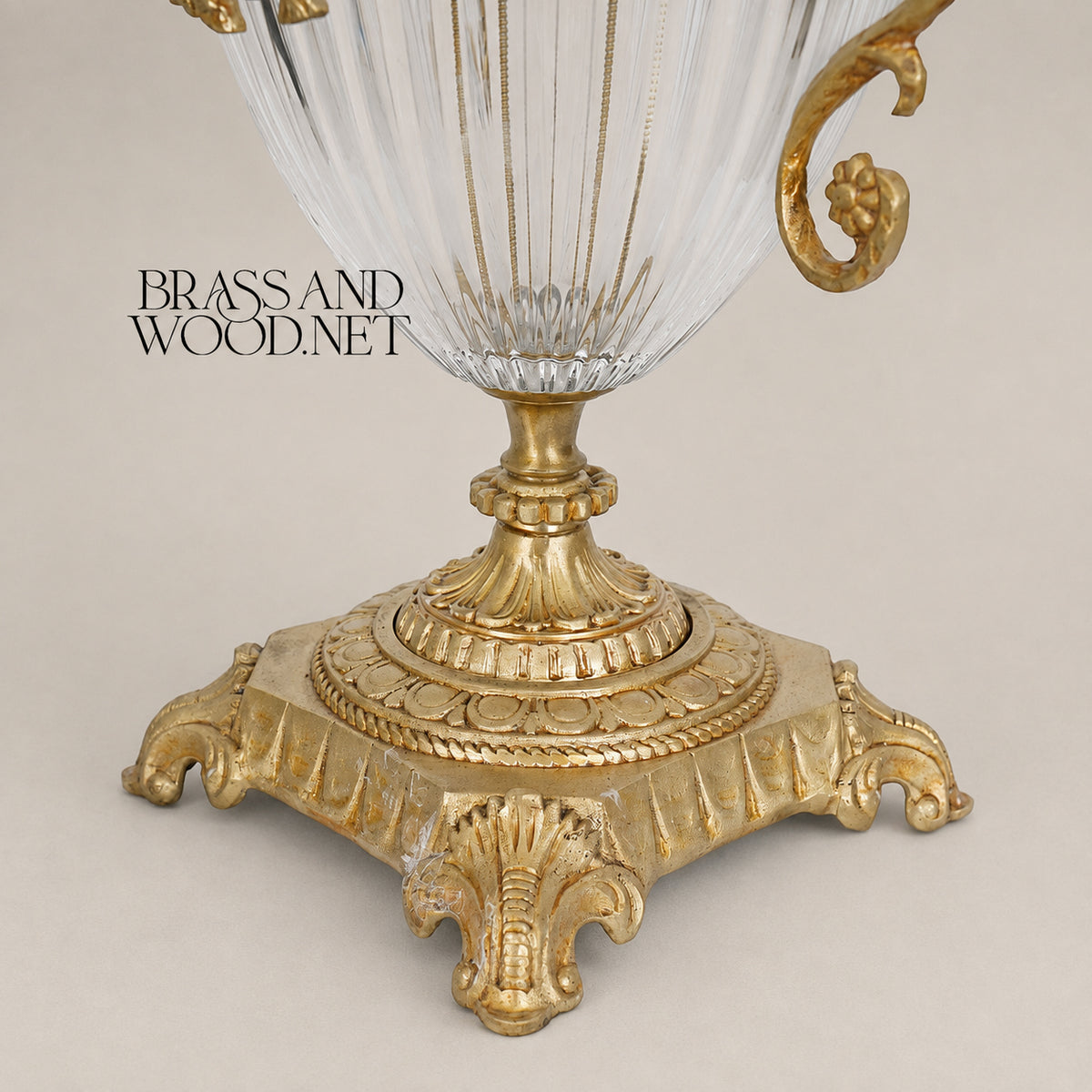 Mostafa Classic Crystal Goblet Vase - Medium - Antique Brass