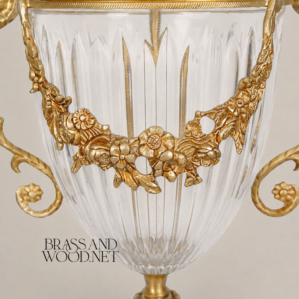 Mostafa Classic Crystal Goblet Vase - Medium - Antique Brass
