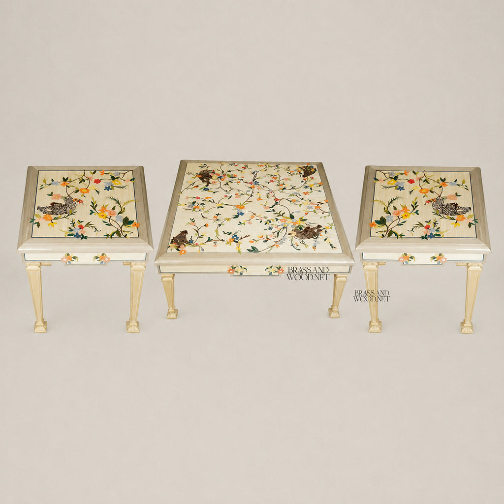 Classic Off-White Coffee set & Corner Table Set