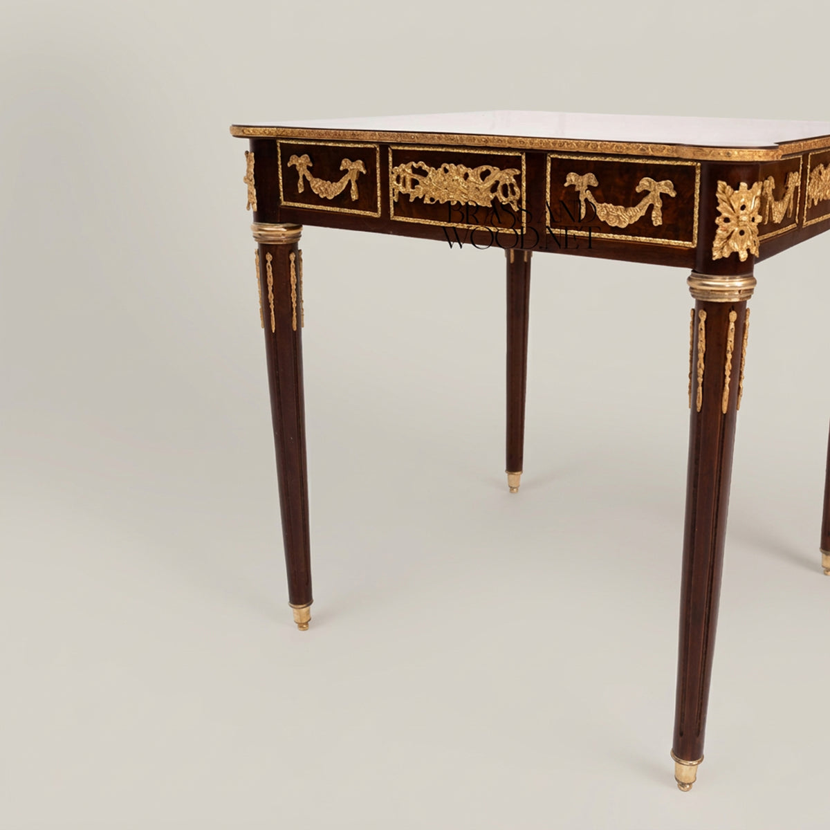 Neoclassical Apple Veneer & Marquetry Table Set