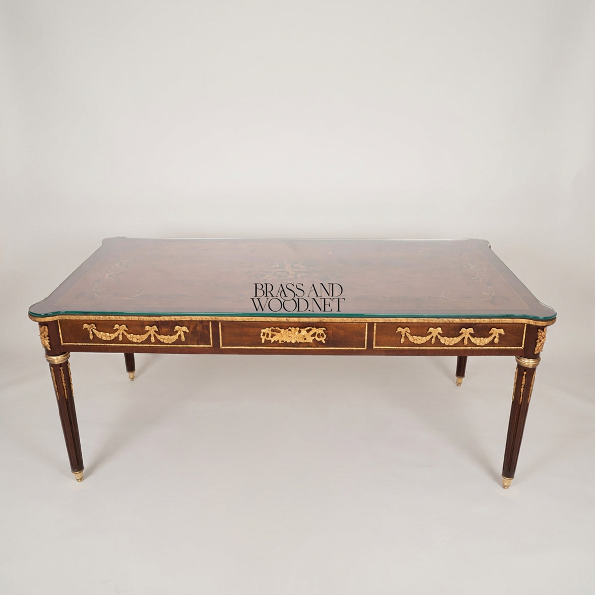 Neoclassical Apple Veneer & Marquetry Table Set