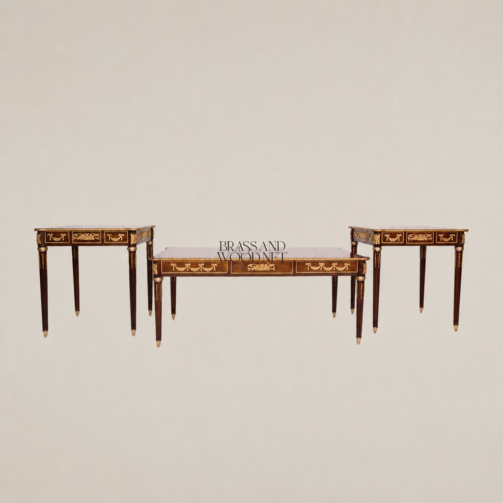 Classic Apple Burl Coffee and Corner Table Set
