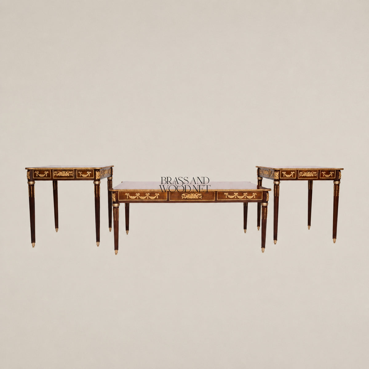 Classic Apple Burl Coffee and Corner Table Set